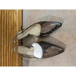 Talbots Snakeskin Pointed Slingback Heels